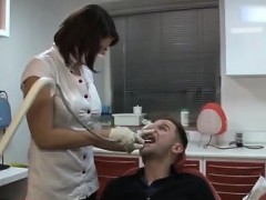 Mature big boobed doctor checks a patients big cock