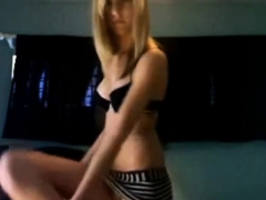 Webcam blonde dances & strips