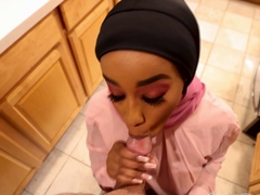 Lily Starfire on her knees sucking big cock