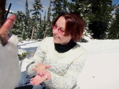 Public Handjobs Brandi de Lafey Strokes A Snowman