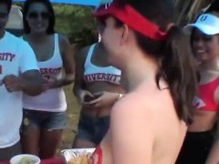 College Girls Flashing Their Tits At A Tailgate Party